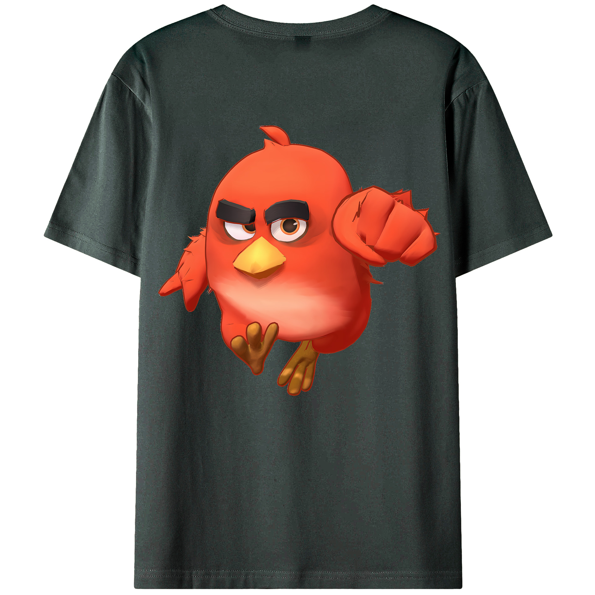 （画像用） Angry Birds アングリーバード 綿100％ メンズ半袖Tシャツ（バックプリント） 通気性